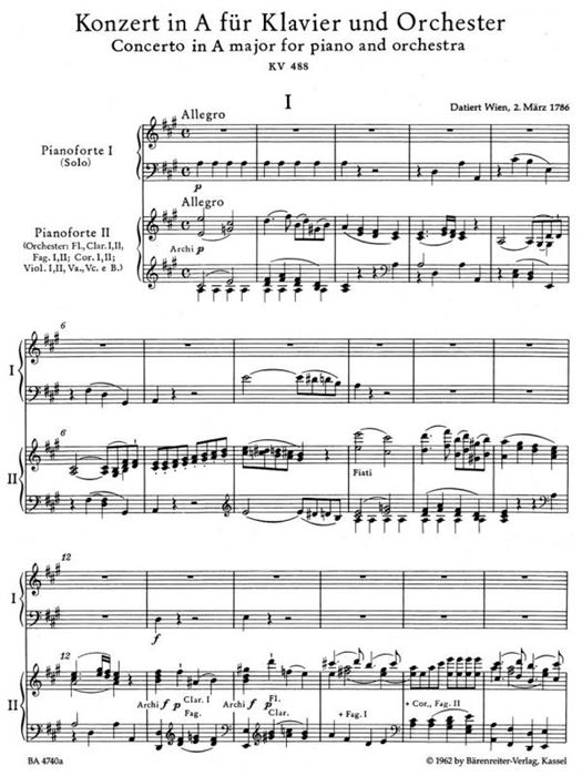 Piano Concerto No. 23 in A maj K. 488