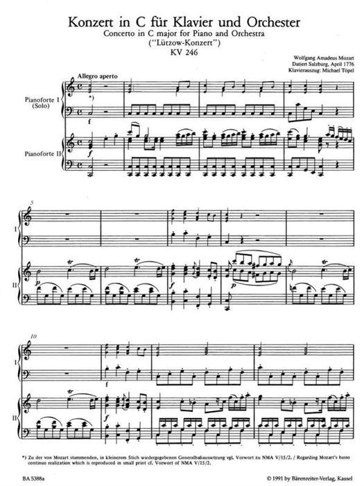 Concerto for Piano and Orchestra no. 8 C major K. 246 