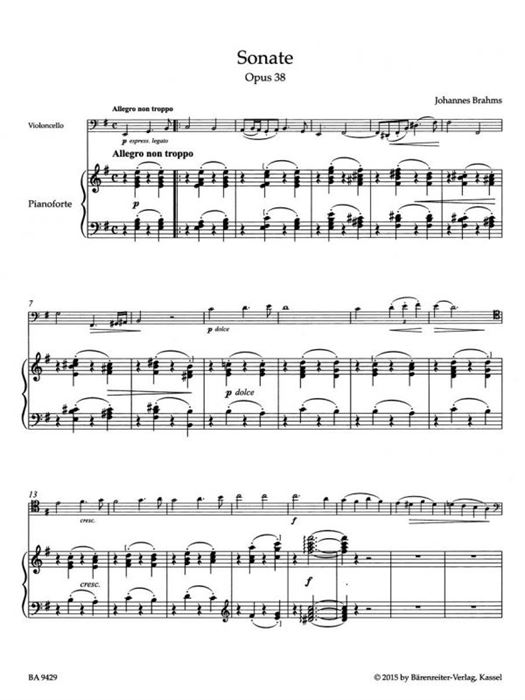Sonata in E minor for Violoncello and Piano op.38