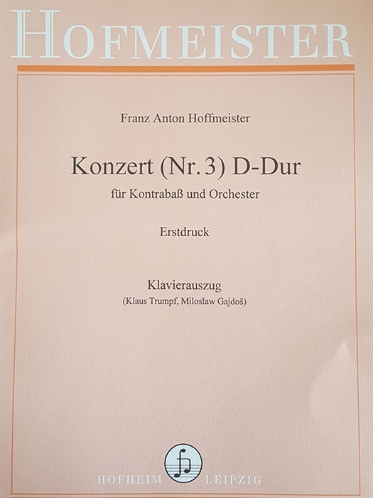 Hoffmeister Concerto For Contrabass No.3 D major