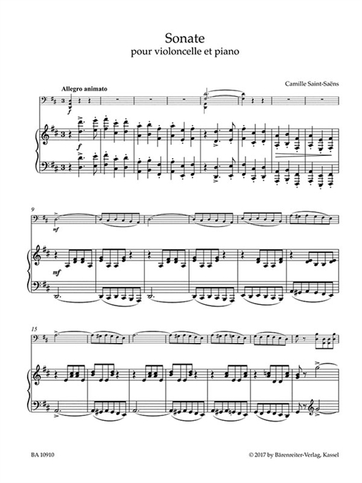 Saint-Saëns - Sonata for Violoncello and Piano D major