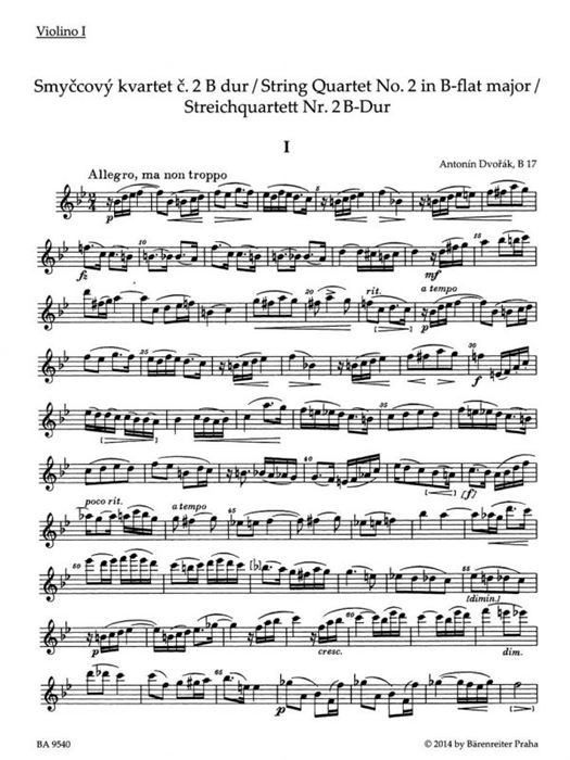 String Quartet No2 in B-flat Major B17