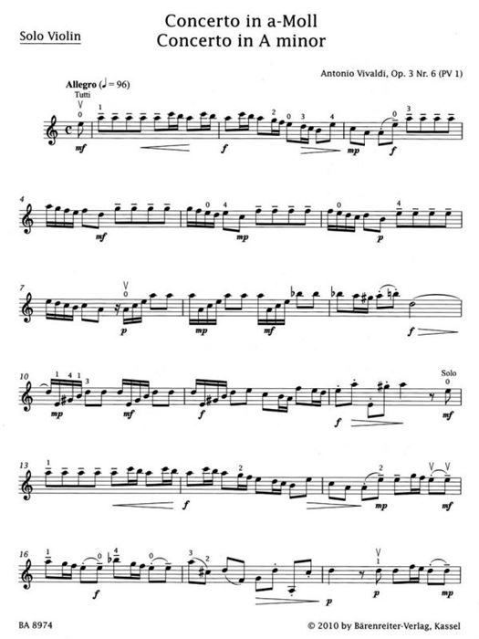 Vivaldi Concerto in A min op. 3/6 