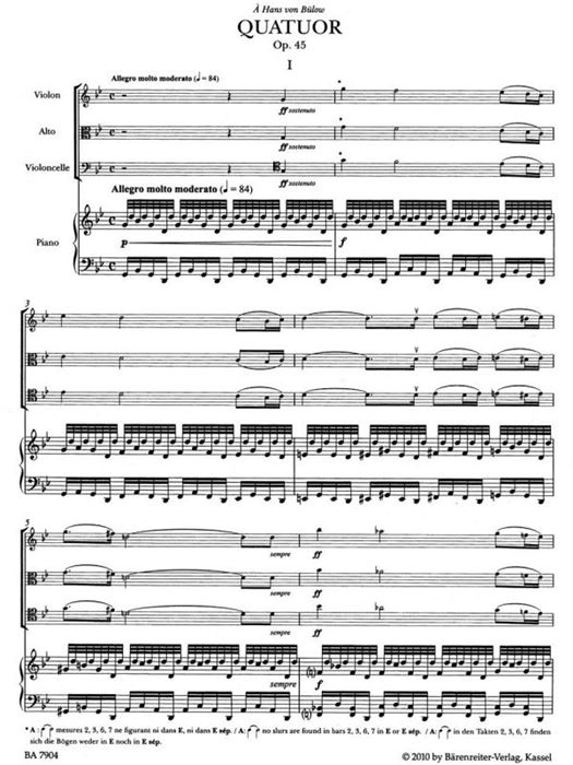 Quartet for Piano, Violin, Viola and Violoncello G minor op. 45