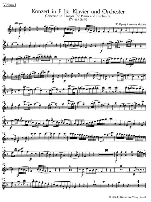 Concerto for Piano and Orchestra no. 11 F major K. 413