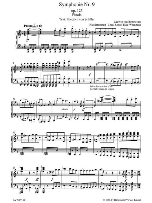 Symphony no. 9 D minor op. 125 - Finale - Vocal Score