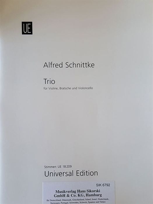 Schnittke Trio for violin, viola and violoncello