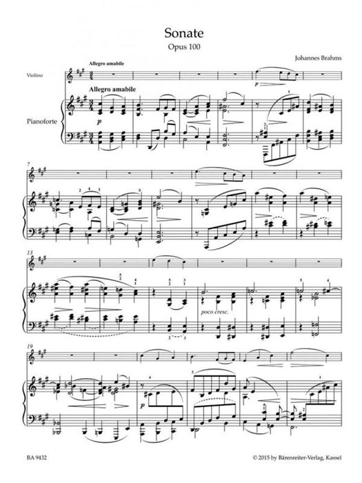 Sonata in A for Violin and Piano Op.100