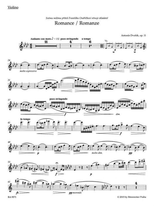 Romance op. 11 Arrangement for Violin and Piano