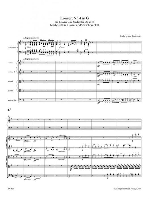 Concerto for Piano and Orchestra no.4 op.58 (Piano+String Quintet)