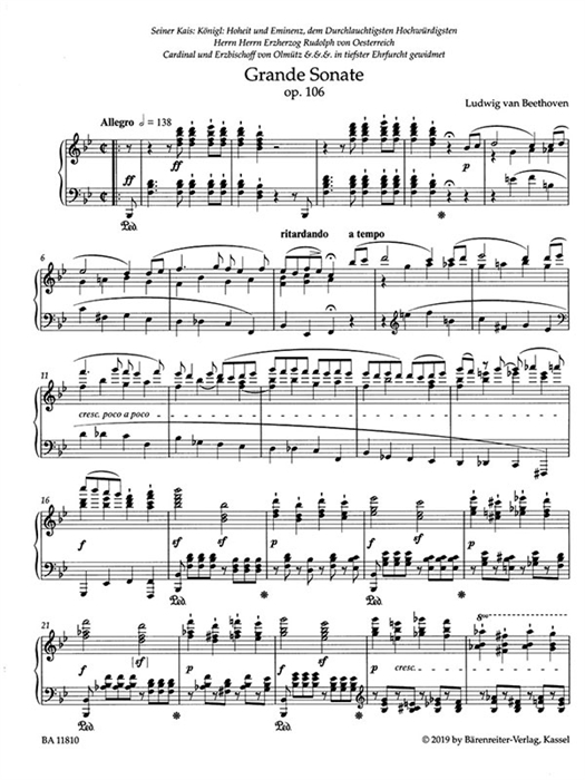 Beethoven - Grande Sonate for Pianoforte B-flat major op. 106 