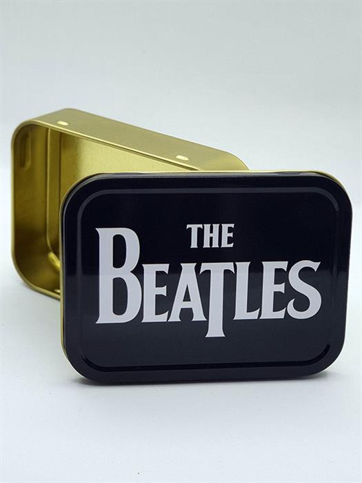 The Beatles - Siyah Üzerine Beyaz Logo - Çok amaçlı Metal Kutu