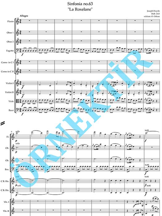 Haydn Symphony No. 63 (ROXELANA) in C Score + Parts - Düzenleme - Orhun Orhon